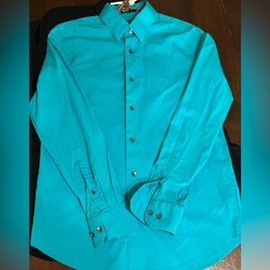 Men’s Express Bright Blue Button-Up Shirt